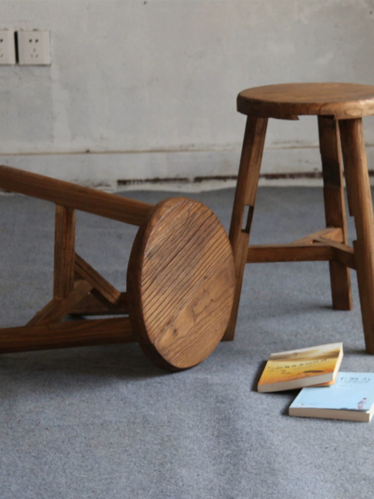 빈티지 고재 스툴 의자 스툴 원형 낮은 원목 우드 직경 25 높이 28 배송비 착불 - 상세 이미지 2