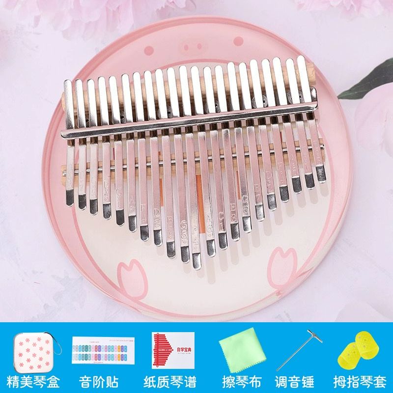미니 칼림바 34키 연주 입문자용 엄지피아노 악기 월넛 17노트 라운드 기타+케이스 선물 팩 - 상세 이미지 4