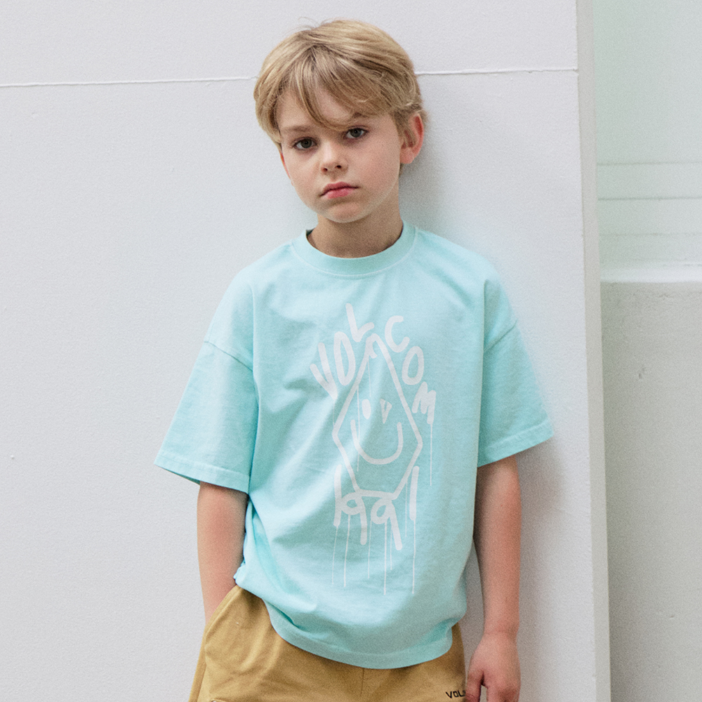 볼컴키즈 멜팅로고 다잉 라운드 티셔츠 D5M001 - 상세 이미지 2