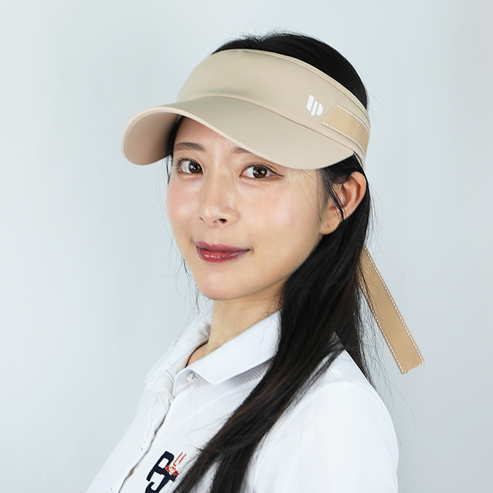 루페오 여성 우먼스 러블리 리본 바이저 햇빛 차단 와이드챙 썬캡 골프 테니스 배드민턴 모자 - 상세 이미지 4