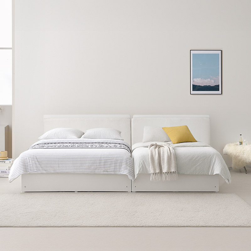 e스마트 플린 LED PU레더 서랍형 수납침대 SS