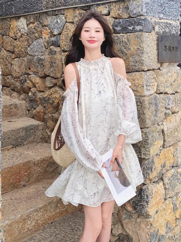 여성 오프숄더 플로럴 드레스 여름 바캉스룩 시원한 착용감 휴양지원피스 스타일러블한 비치웨어 데일리 편안한 여름휴가원피스 - 상세 이미지 2