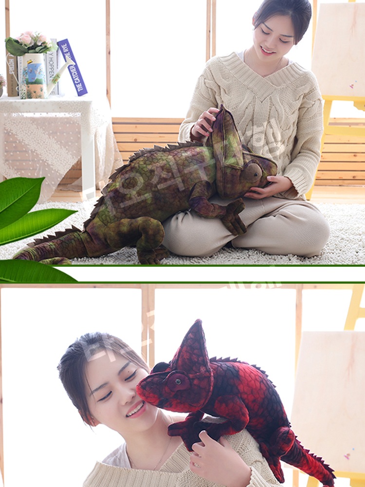 도마뱀인형 카멜레온 선물 도룡뇽 쿠션 귀여운 대형 파충류 장식 베개 애착인형 - 상세 이미지 5