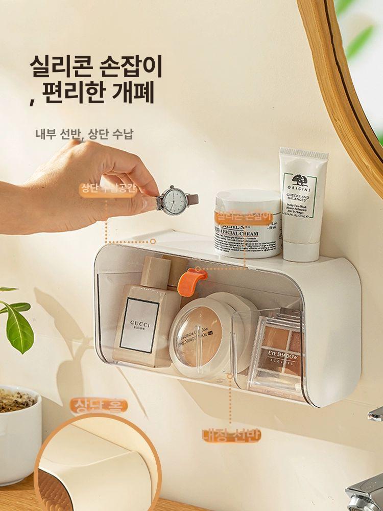 생리대 디스펜서 화장실 티슈 수납함 종이 무타공 라이너 수납정리 정리수납함 블랙티브라운-1개입 분리대 포함 투명 - 상세 이미지 3