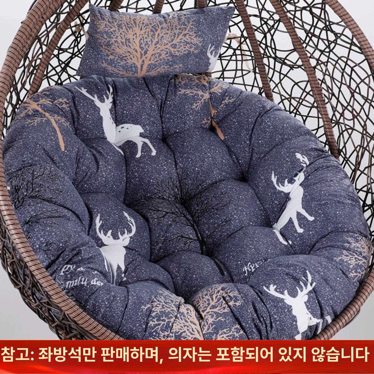쿠션 원형 의자 인테리어 매트 패드 푹신한 카키 쿠션+베개 원형 105cm 코튼포함 부직포내백 - 상세 이미지 2