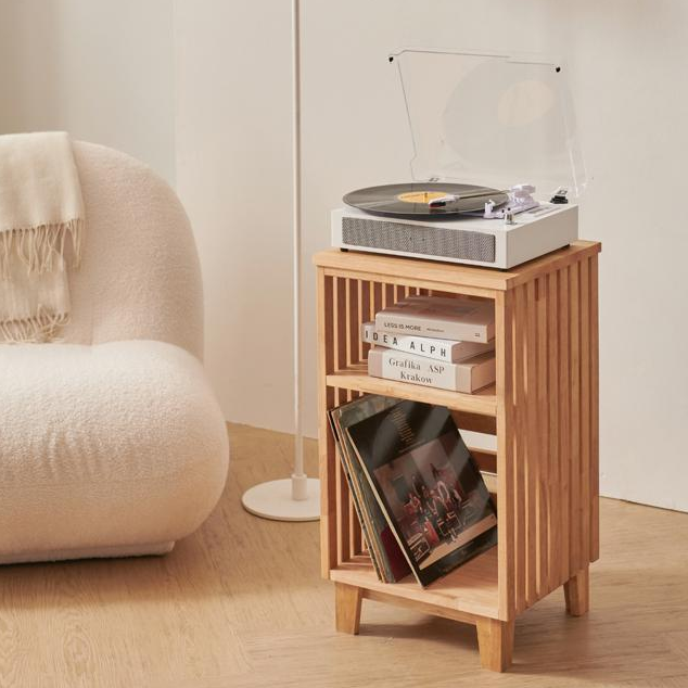 2단선반 원목 턴테이블 사이드 거실 틈새 협탁 LP수납장 - 상세 이미지 2