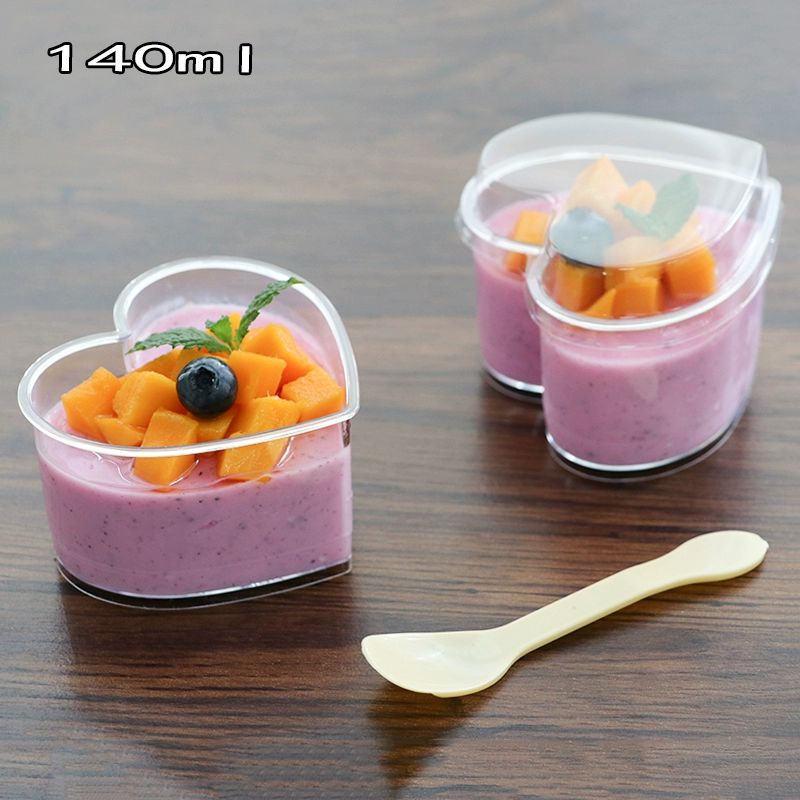하트 푸딩 젤리 그릭 투명 카페 쿡 식기 용기 심컵 커버 없음 50개 140ML - 상세 이미지 2