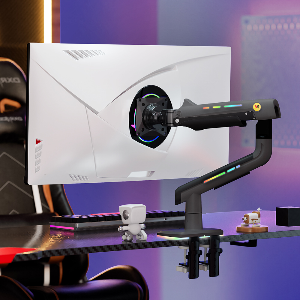 노스바유 팬텀 고중량 싱글 모니터암 거치대 NB F5 RGB 매트차콜