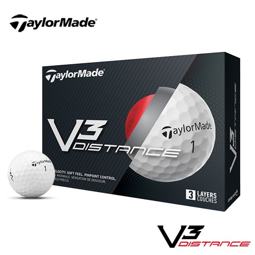 테일러메이드 V3 DISTANCE 3피스 화이트 골프공 12구 - 상품 이미지