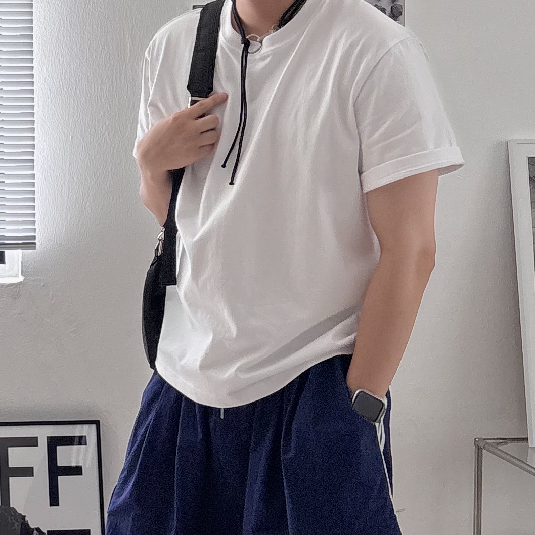 무지티 남자흰티 어깨넓어보이는반팔 남자기본티 - 상품 이미지