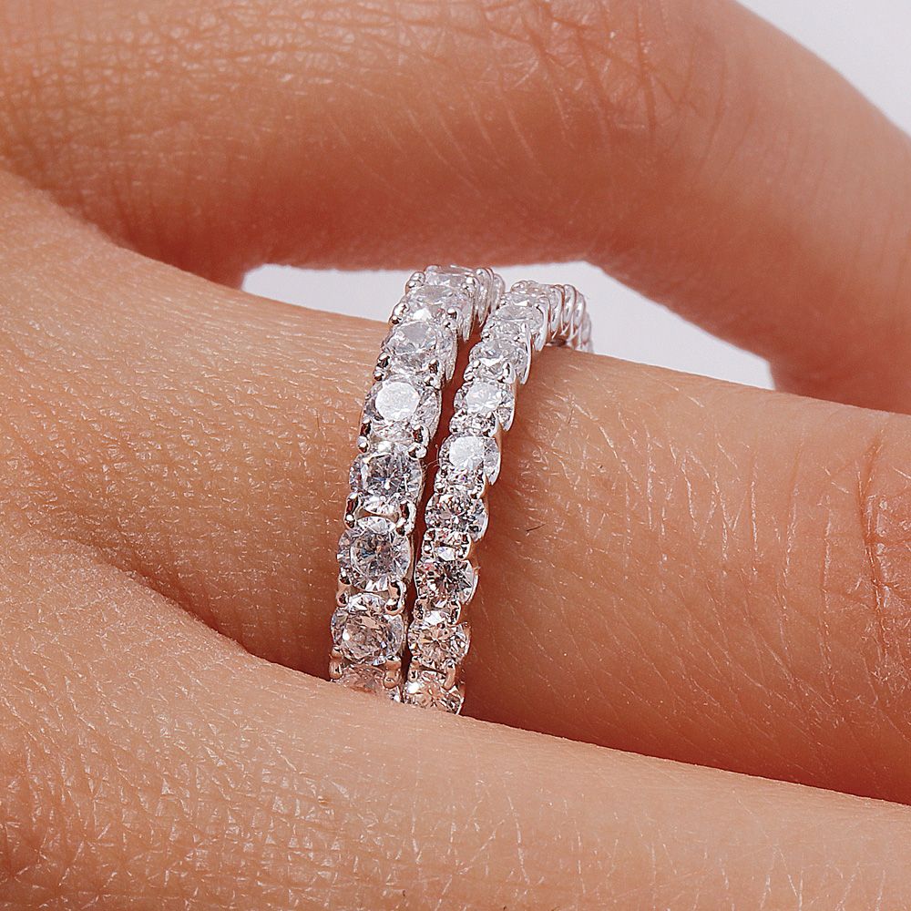 가드링 반지 랩 다이아 2미리 이터니티 풀 세팅 테니스 결혼 기념일 생일 여자 선물 14K - 상세 이미지 4