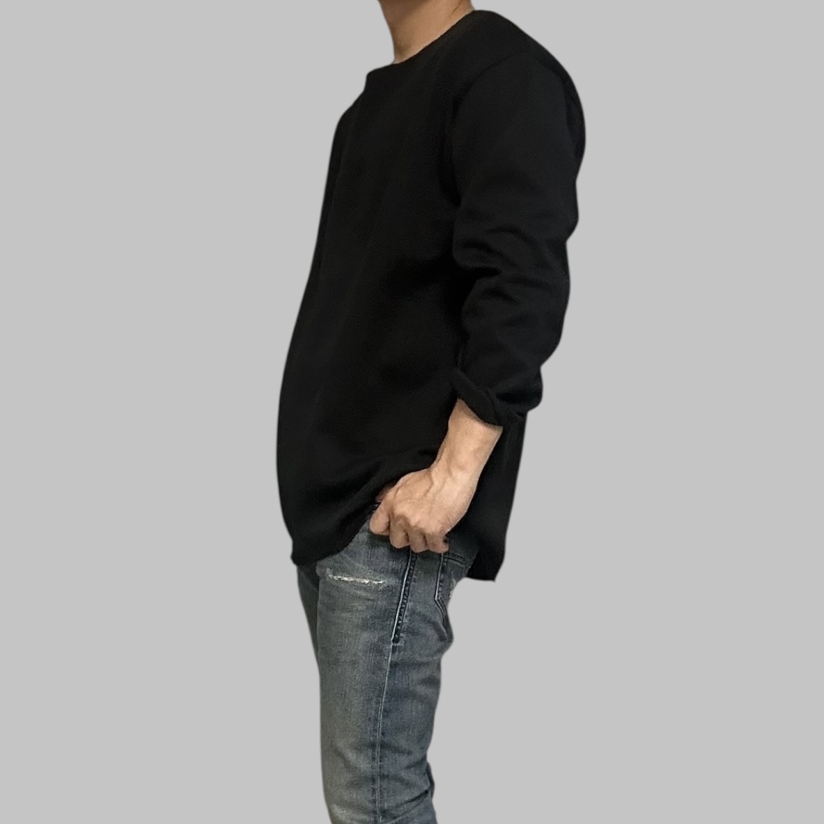 비침없는 흰티 목 넓은 긴팔 무지티 그런지룩 이미지 8