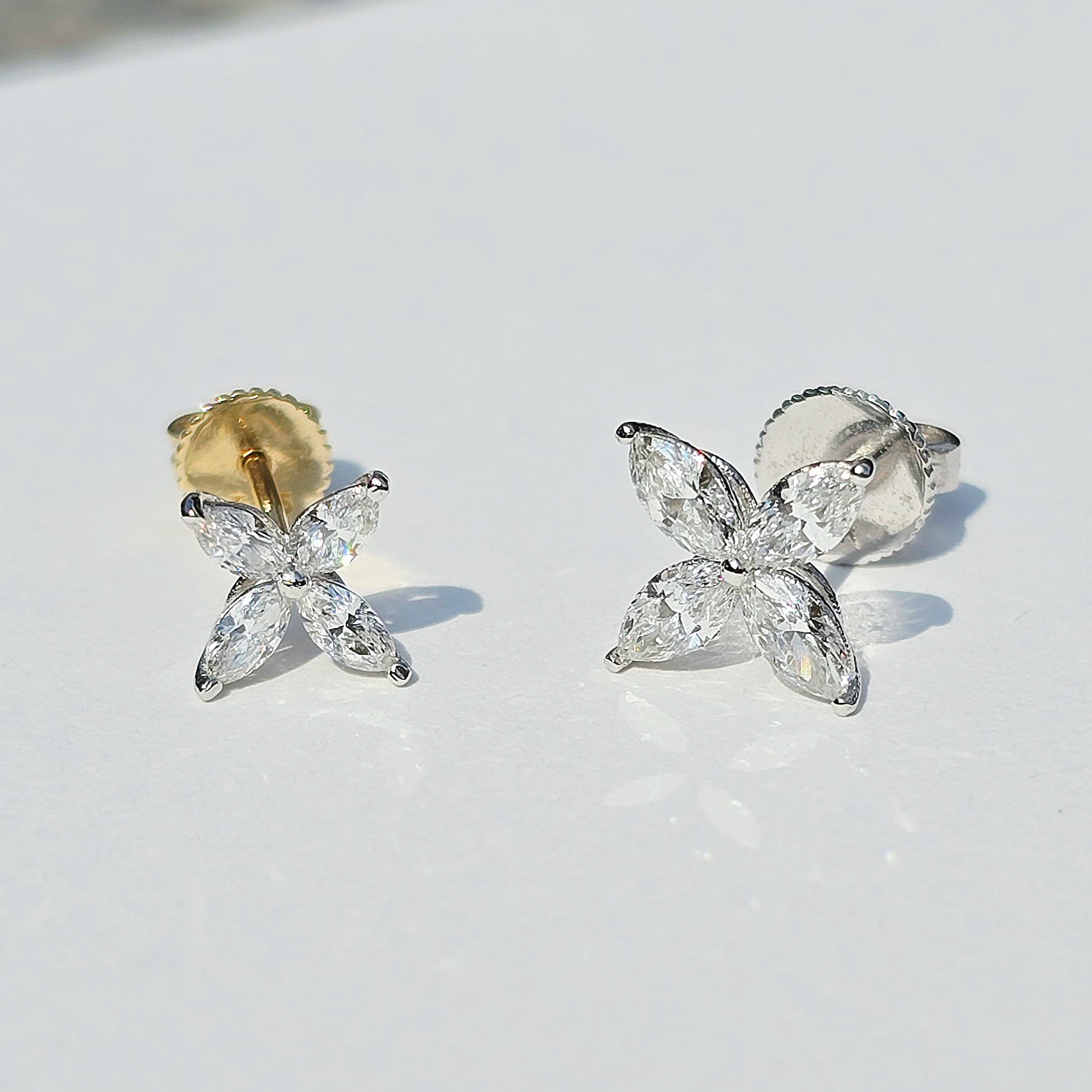 랩다이아몬드 팬시 마퀴즈 랩다이아 귀걸이 14K 18K - 상세 이미지 2