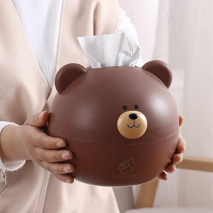 곰돌이티슈케이스 귀여운 두루마리휴지통 - 메인 이미지