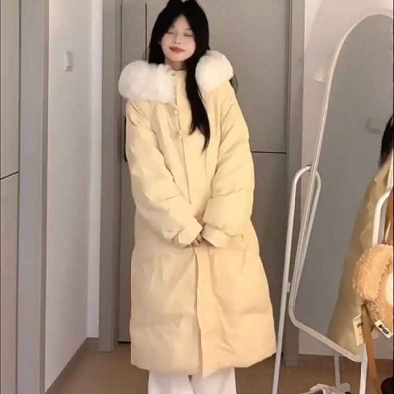 여성 롱패딩 겨울 무릎길이 따뜻한 중간길이 점퍼 스타일 아우터 두꺼운 보온성 좋은 데일리 패션 - 상세 이미지 5