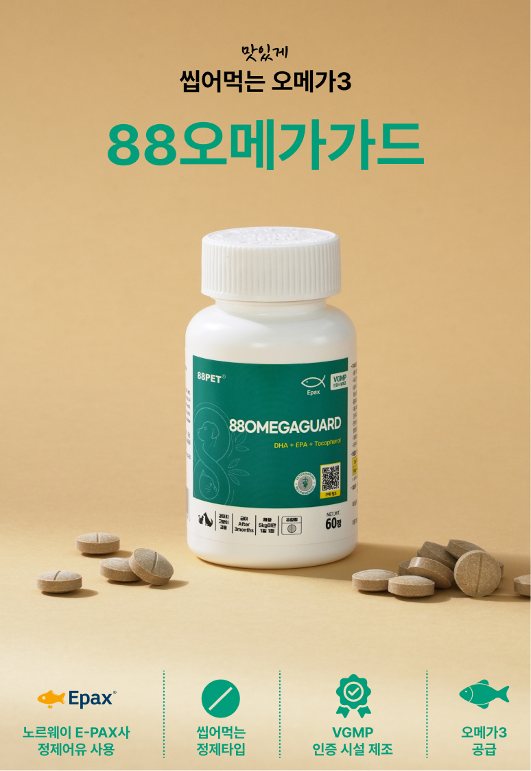 88펫 오메가가드 강아지 고양이 씹어먹는 오메가3 청어 노르웨이 피부 60정, 1개 이미지 2