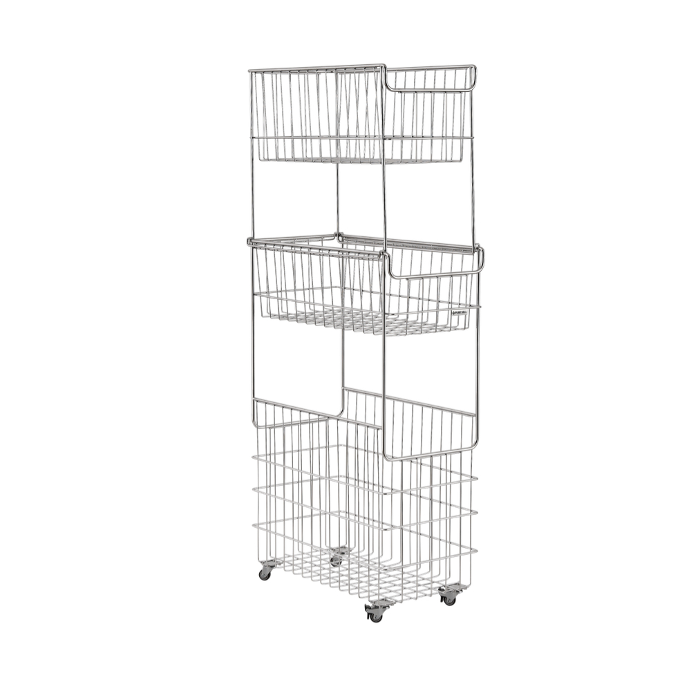 퓨어셀 프리미엄 304 올스텐 이동식 슬림 틈새 세탁 빨래 바구니 3단, 1개