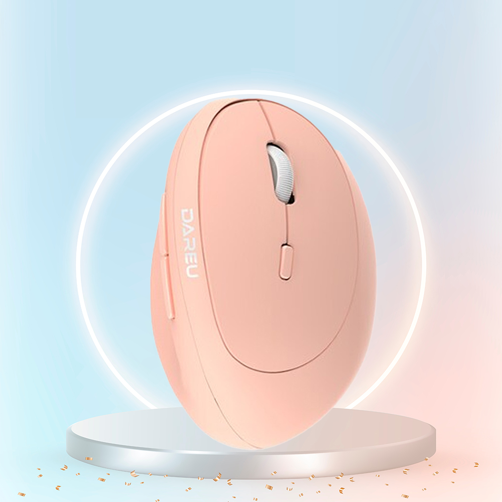 다얼유 LM158 무소음 버티컬 무선 마우스 핑크