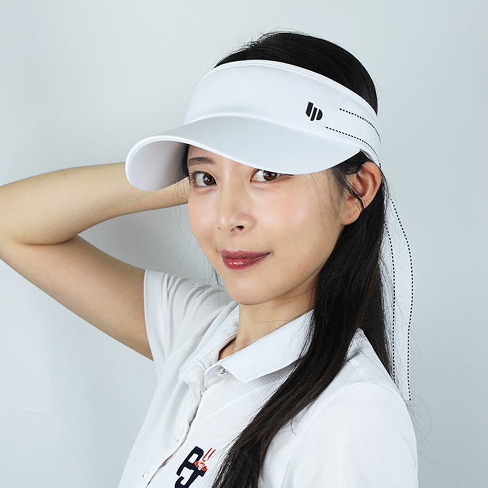 루페오 여성 우먼스 러블리 리본 바이저 햇빛 차단 와이드챙 썬캡 골프 테니스 배드민턴 모자 - 상세 이미지 2