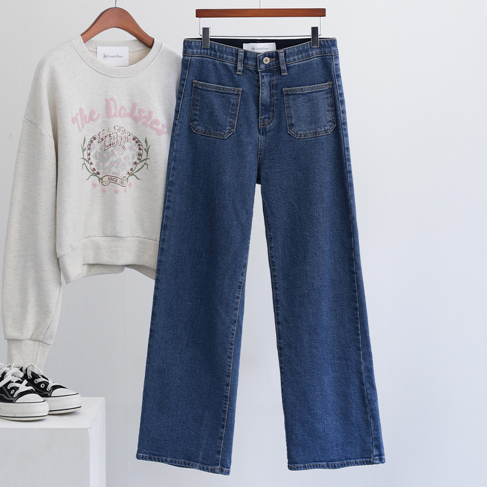 [재진행/정상가 41600] 리브헨 기모버전 겨울 속기모 앞포켓 히든밴딩  스판 세미와이드 팬츠 - 상세 이미지 2