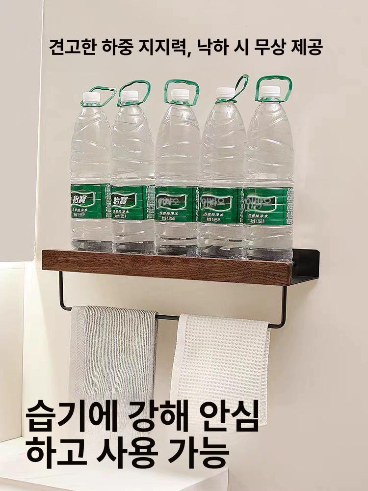 욕실 선반 호텔 가정용 거치대 타월걸이 화장실 주방 욕실선반 화장실선반 드라이기 욕실수납 검은호두나무 폭 60cm - 상세 이미지 5