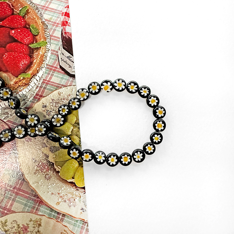 (30p) 6mm 베네치아 납작 라운드 비즈 꽃유리 비즈 구슬 원석 반지 팔찌 만들기 악세사리 부자재 - 상세 이미지 4