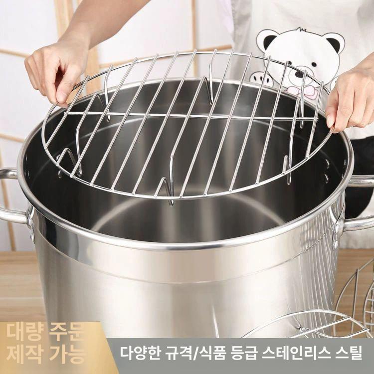 직경 원형 찜솥 바퀴 찜판 육수통 대형 바퀴달린 메쉬망 찜냄비 찜통 찜기 26cm 국물망 30국물통과호환 - 상세 이미지 3