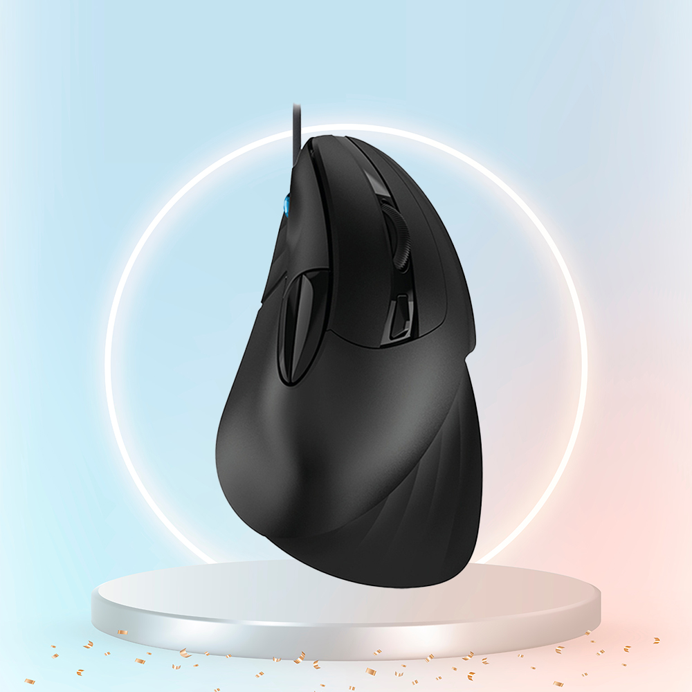 다얼유 LM138 인체공학 버티컬 유선 마우스 블랙