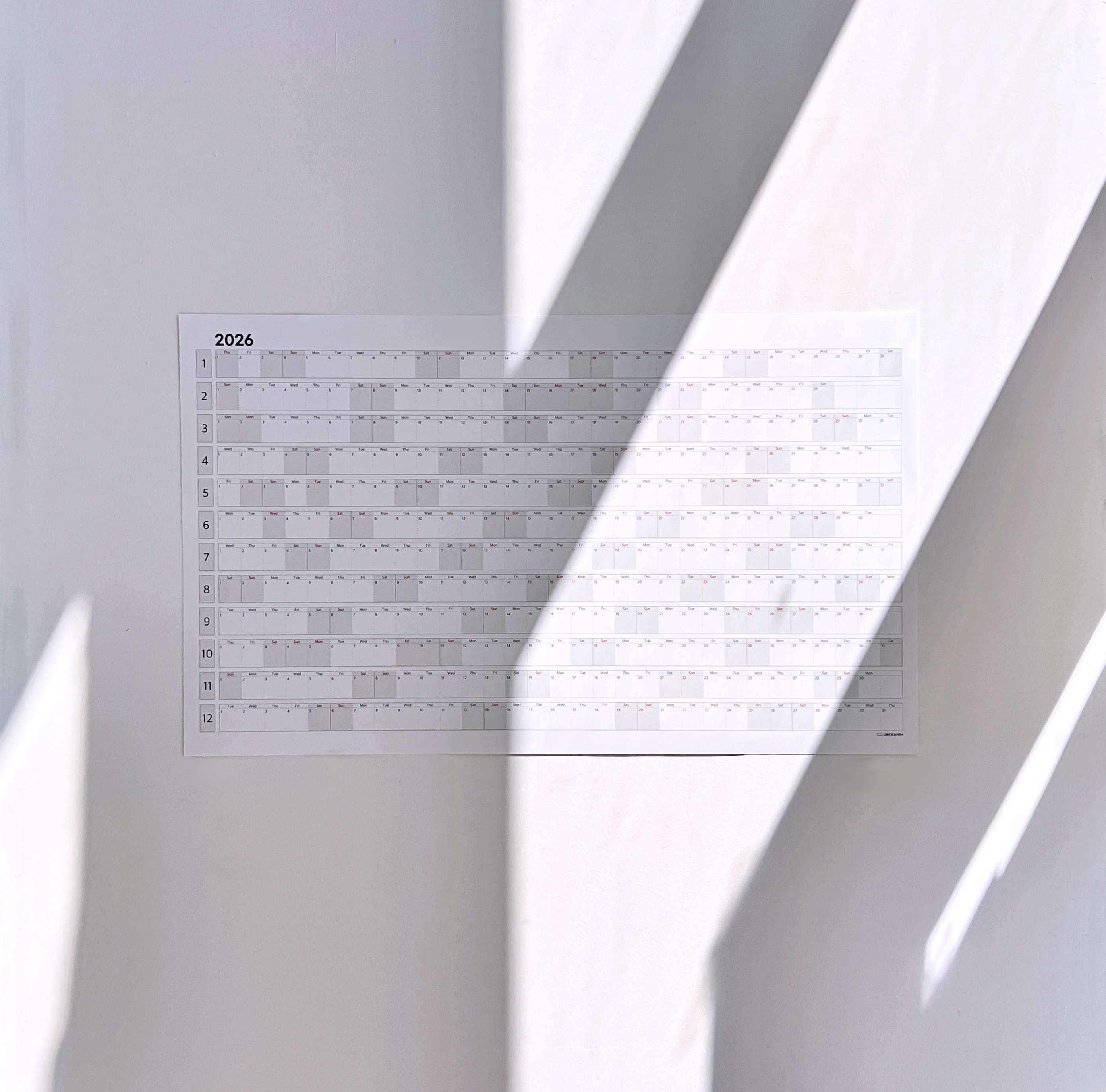 2026년 연력 달력 캘린더 벽걸이 포스터 플래너 대형 한장 작가님 Type A 이미지 3