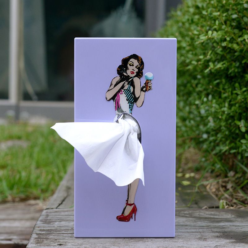마릴린먼로 휴지 티슈 휴지각 휴지케이스 케이스 각티슈 옐로우 13x7.7x25.5cm - 상세 이미지 3