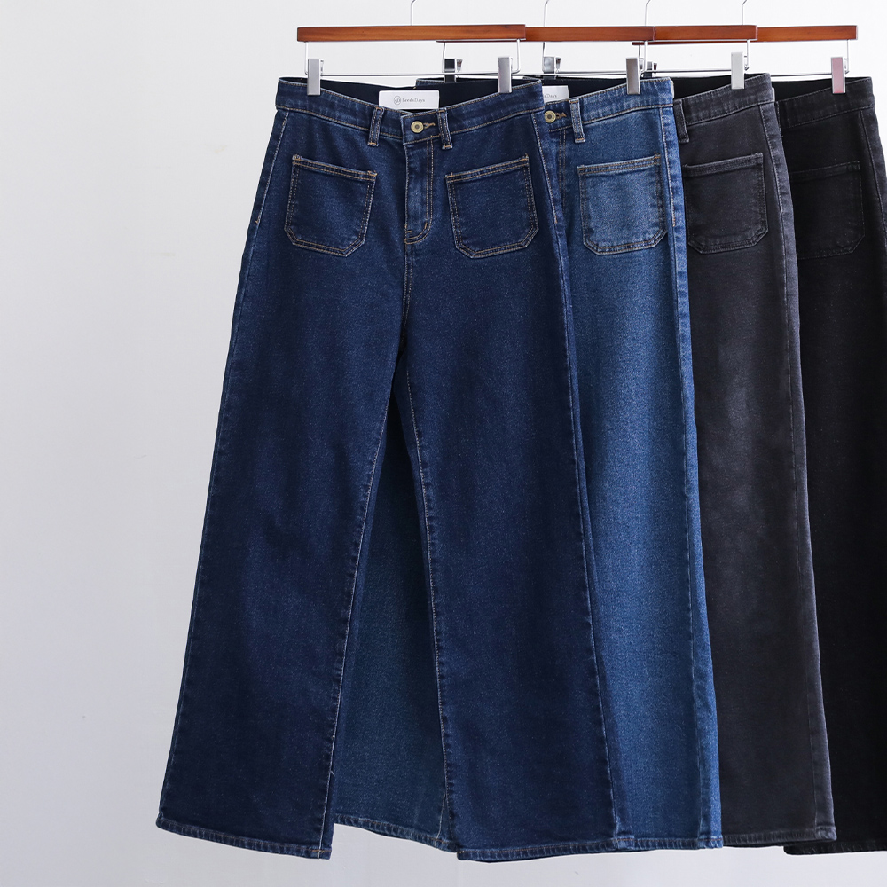 [재진행/정상가 41600] 리브헨 기모버전 겨울 속기모 앞포켓 히든밴딩  스판 세미와이드 팬츠 - 상세 이미지 3