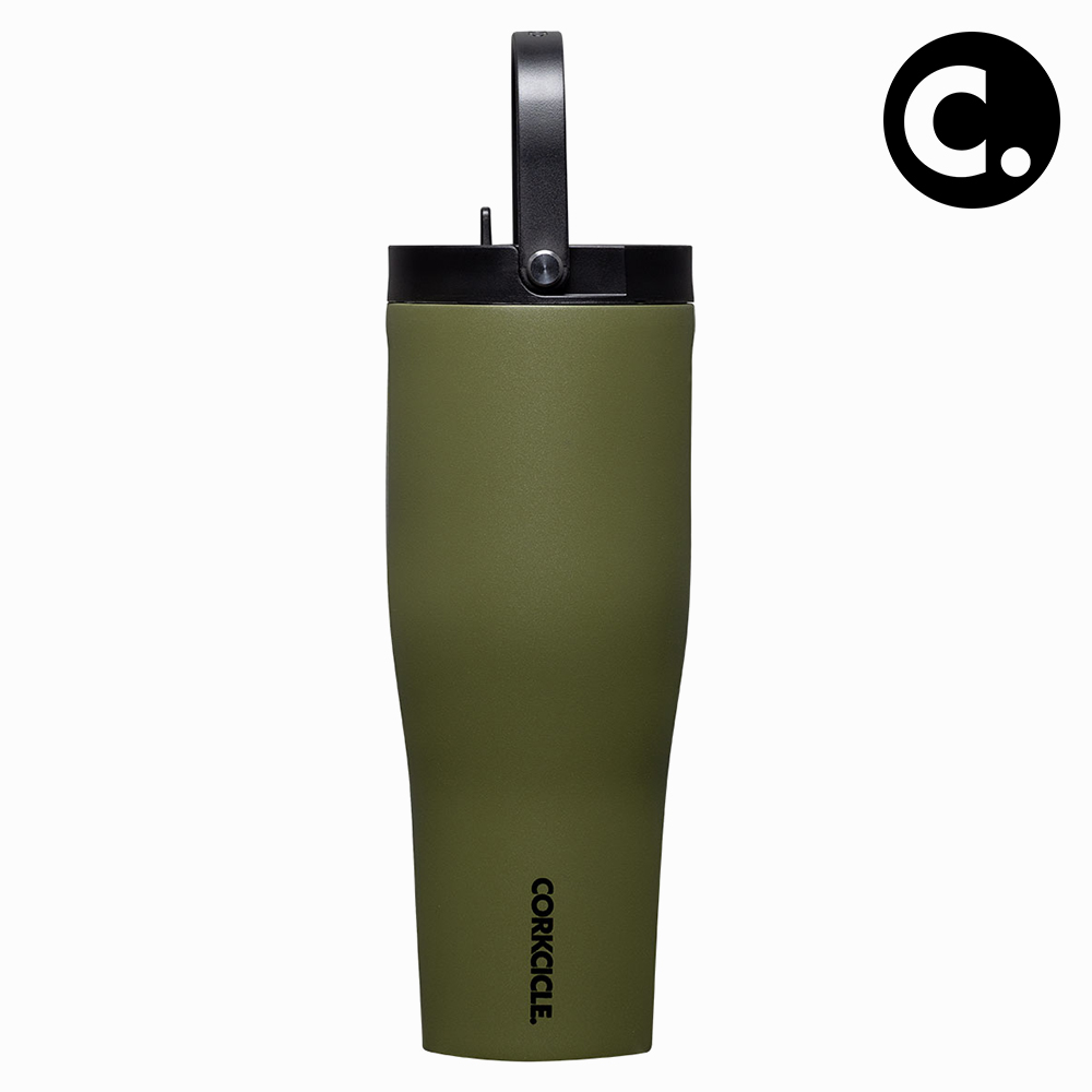 콕시클 고컵 XL 텀블러 대용량 밀폐 손잡이 빨대 스텐 진공 보온 보냉 890ml, 올리브 - 메인 이미지