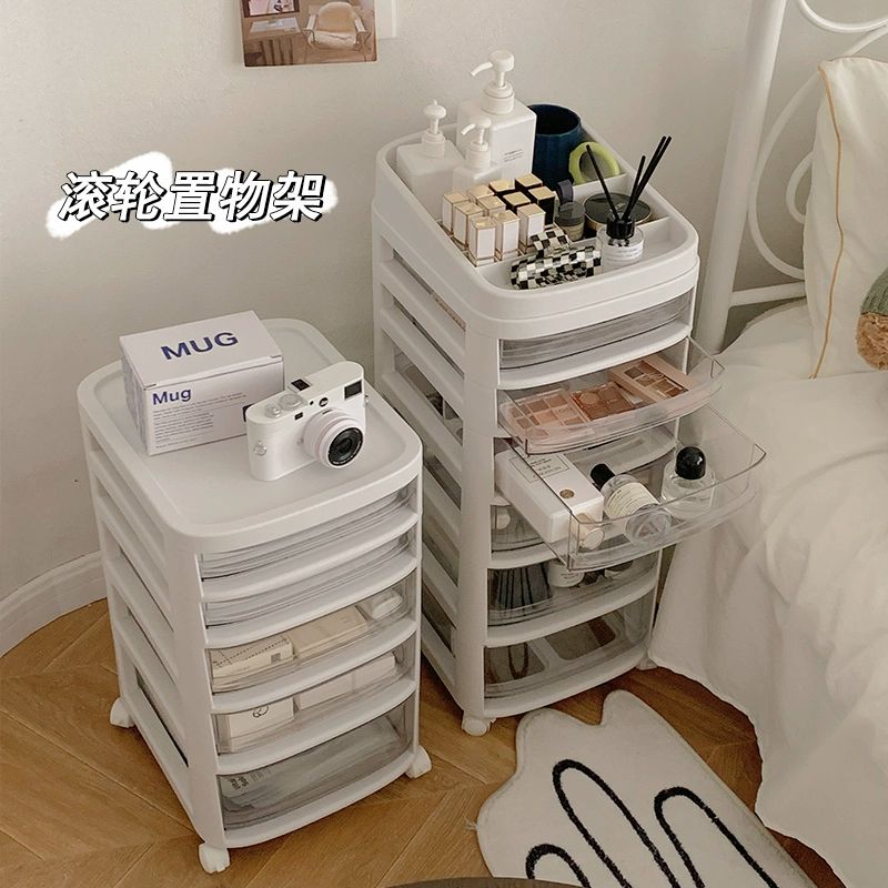 네일샵 트롤리 수납 마사지 마사지샵 수납장 네일샵트 화이트 3층 분류 수납함 포함 1층 - 상세 이미지 2