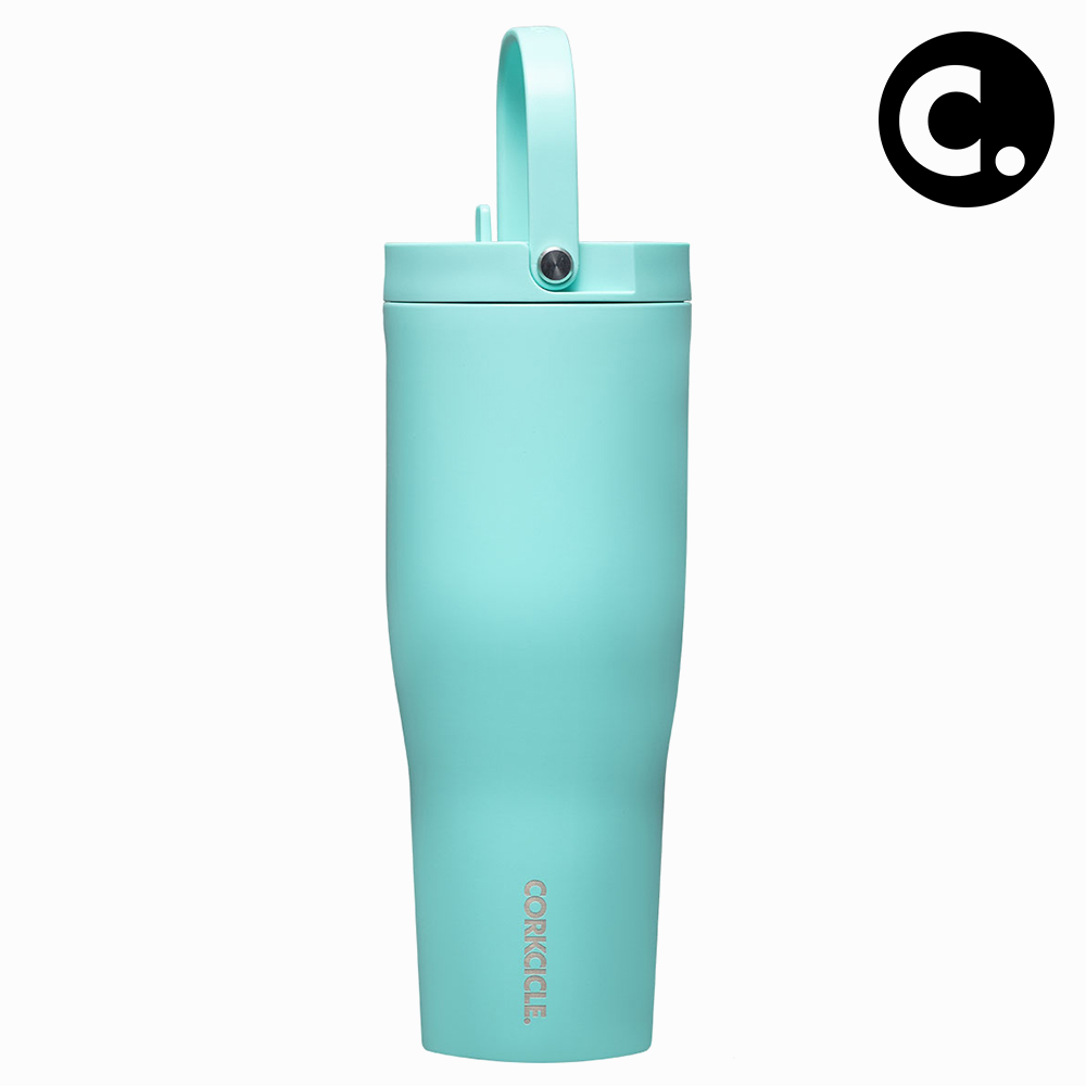 콕시클 고컵 XL 텀블러 대용량 밀폐 손잡이 빨대 스텐 진공 보온 보냉 890ml, 터콰이즈 - 메인 이미지