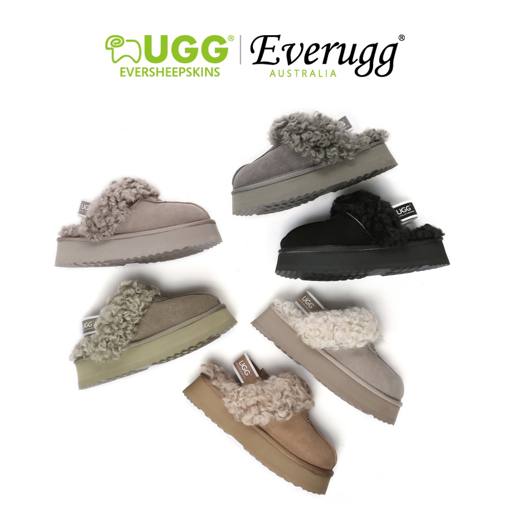 호주 어그 25FW 에버어그 와플 컬리 밴딩 탈부착 플랫폼 슬리퍼 AS2074