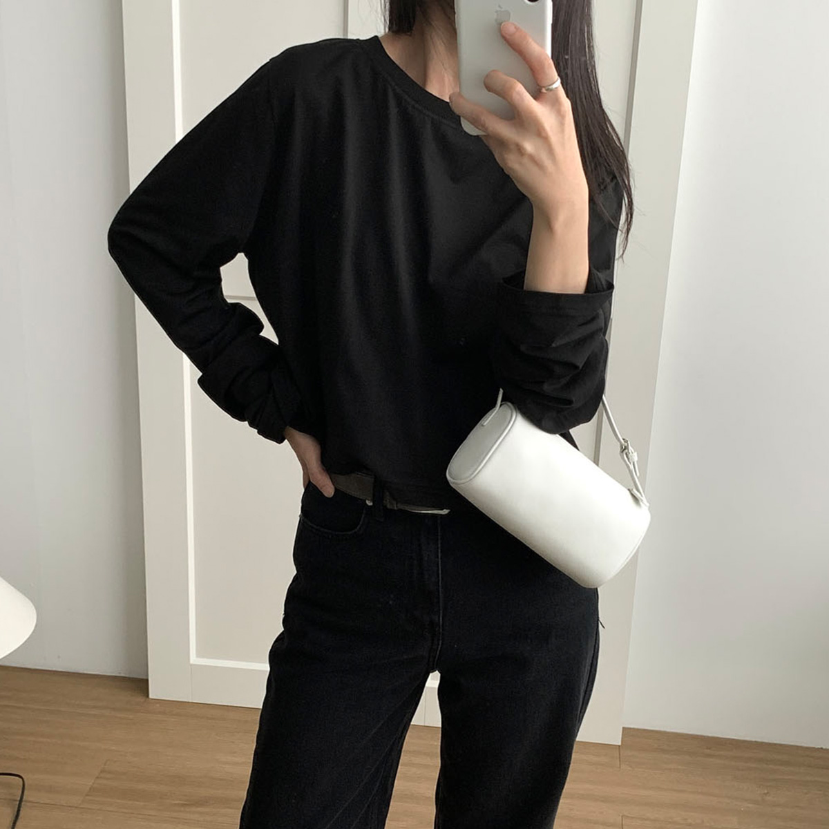[일부당일] 아웃핏 퍼마 티셔츠 데일리 긴팔 크롭 기본티 (3c) - 상품 이미지