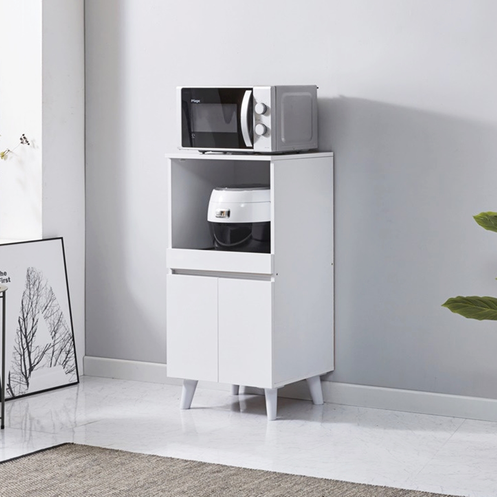 소형렌지대 밥솥장 밥솥레일 슬라이딩 선반 480x400x960, 2단, 화이트