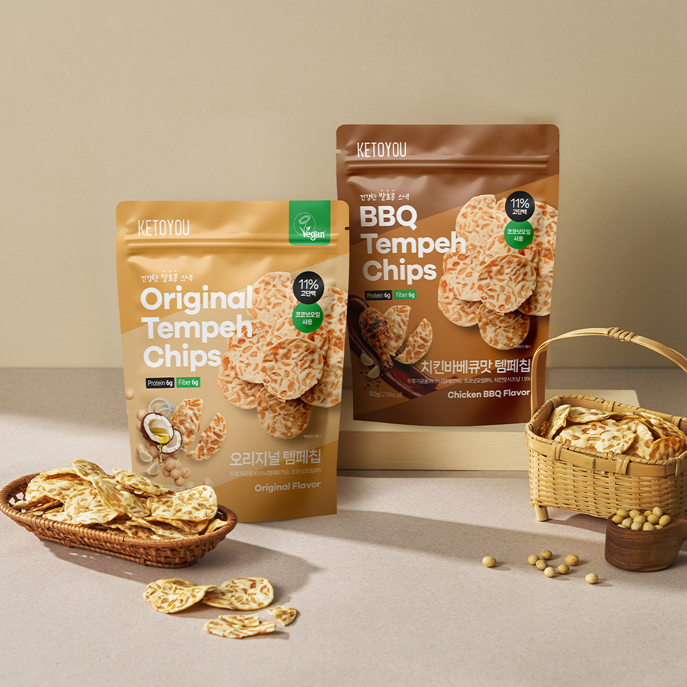 템페칩 단백질스낵 저당간식 글루텐프리 건강과자 오리지널맛, 치킨바베큐맛