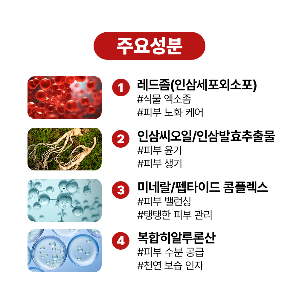 [바액] 레드좀 리차징 크림 (아이 앤 페이스) [50ml] 피부 수분손실 개선 피부장벽강화 50억개 인삼 엑소좀 함유