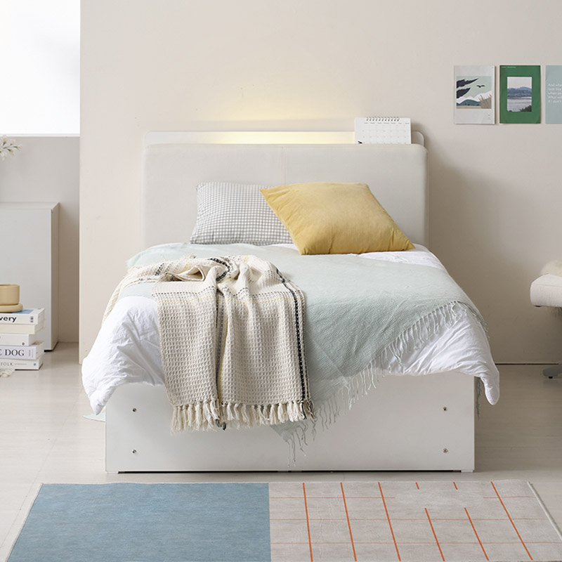 e스마트 플린 LED PU레더 서랍형 수납침대 SS