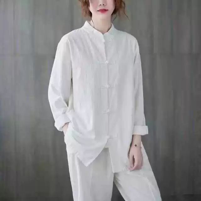법복 계량 한복 블라우스 개량 이중지 면혼방 한복케이프 여자 네이비블루 반팔 2XL 70.0-80.0kg - 상세 이미지 3