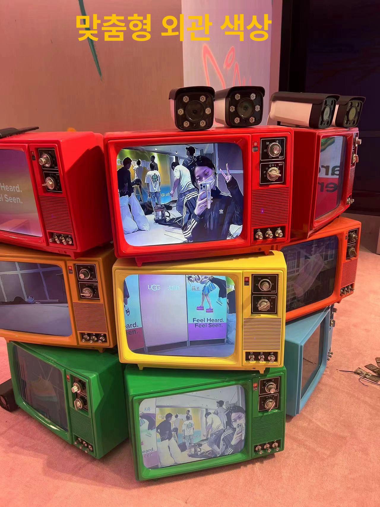 레트로 TV 티비 송출 텔레비전 브라운관 아날로그 빈티지소품 17인치 액정 개조 카메라 포함 - 상세 이미지 3
