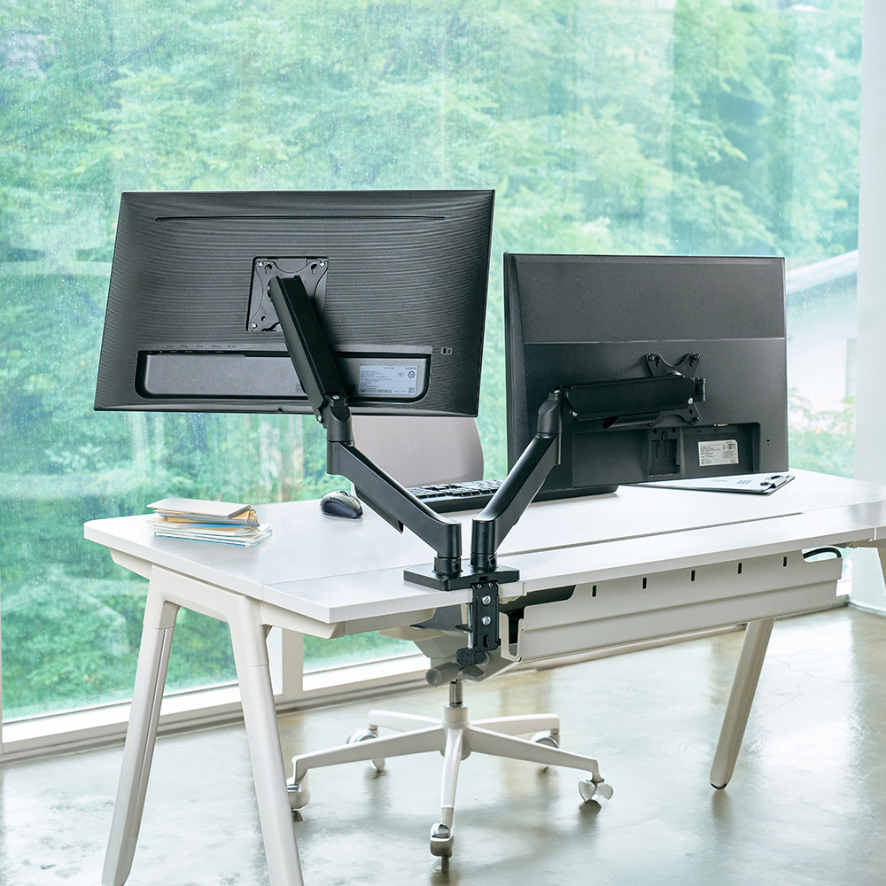 더함 모니터암 듀얼 모니터 거치대 베이직 블랙