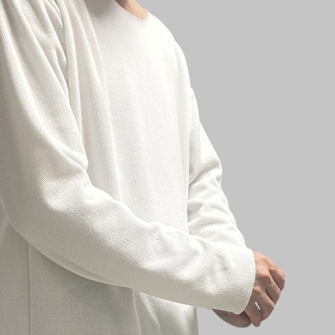 비침없는 흰티 목 넓은 긴팔 무지티 그런지룩 - 상세 이미지 3