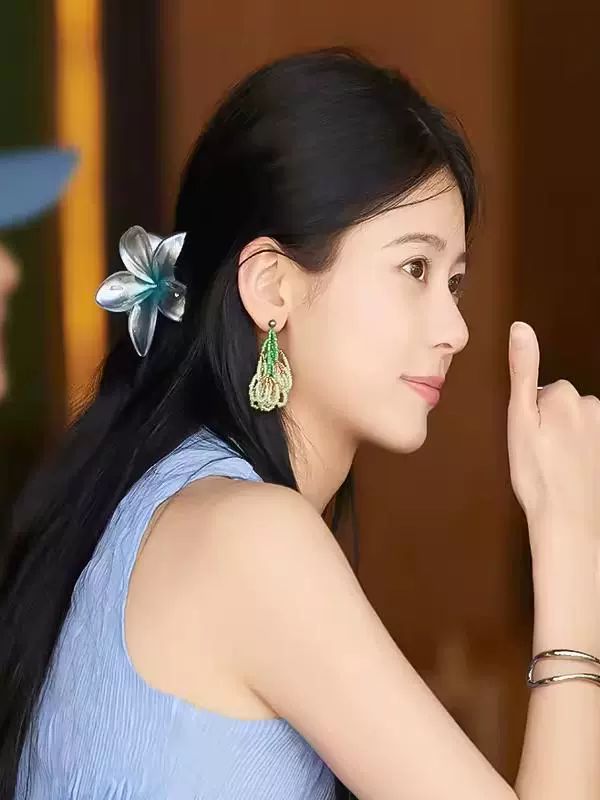 플라워 머리 그랩 헤어핀 집게 해변 하와이 삔 머리띠 헤어밴드 리본머리띠 악세사리 여성 벚꽃 - 상세 이미지 2