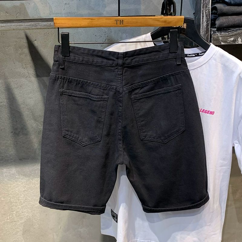흰반바지 검정바지 데님 남자 반바지 흰바지 남성복 찢어진 팬츠 오부 블랙 구멍 28 - 상세 이미지 3