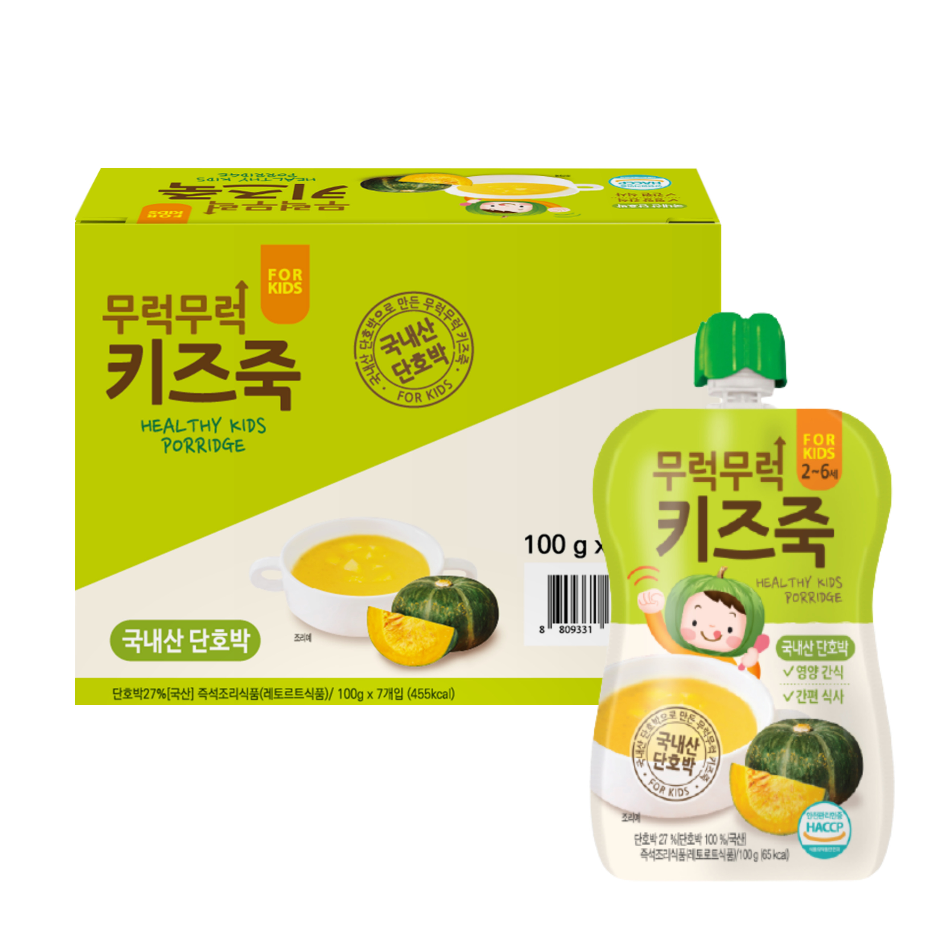 [14:00 이전 주문 당일 출고] 무럭무럭 키즈죽, 과일퓨레 1박스 (100ml x 단호박, 100g, 7개