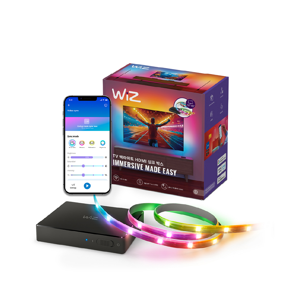필립스 위즈 TV용 LED 라이트스트립 줄조명 간접조명 싱크박스 55-65 139cm x 컬러