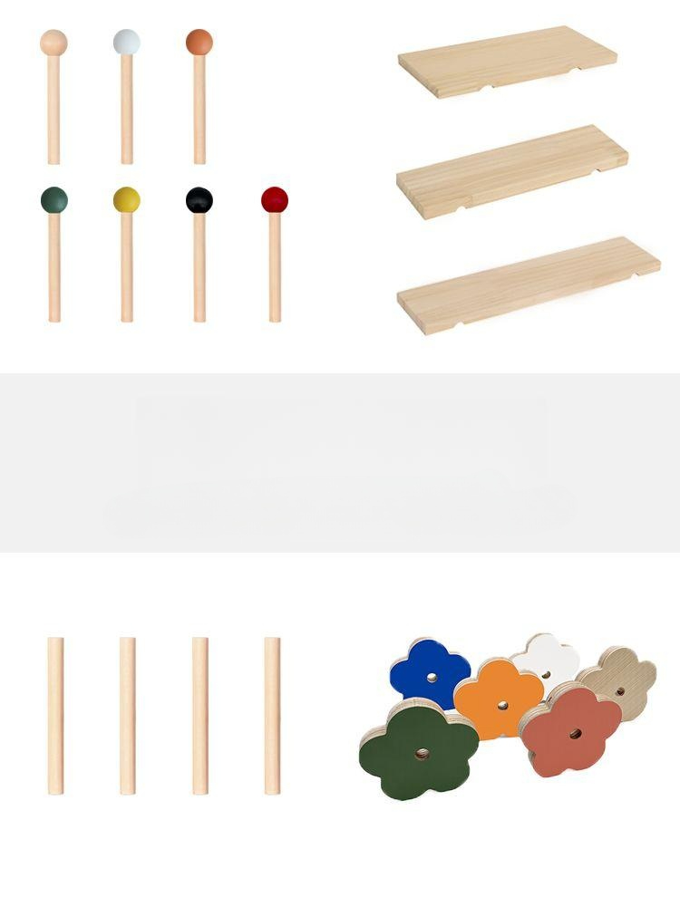 우드 타공판 악세사리 칸막이 고리 거치대 고정 우드후크 라이트그레이 13cm 15mm - 상품 이미지