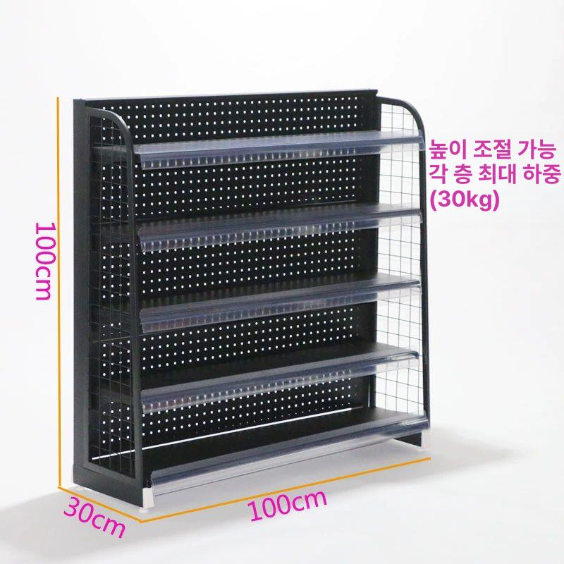 과자 진열대 편의점 철제 약국 수납 슈퍼마켓 제품 철제선반 랙철제선반 창고철제선반 슈랙 블랙 100x30X80 높이 5층 평판 - 상세 이미지 5